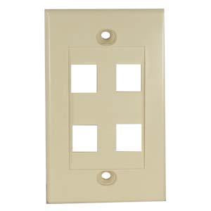 4Port Keystone Wallplate Ivory Decora Type