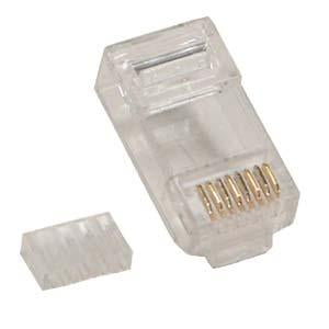 RJ45 Cat.6 Plug Solid 50 Micron 2 Prong w/Inserter 100pk