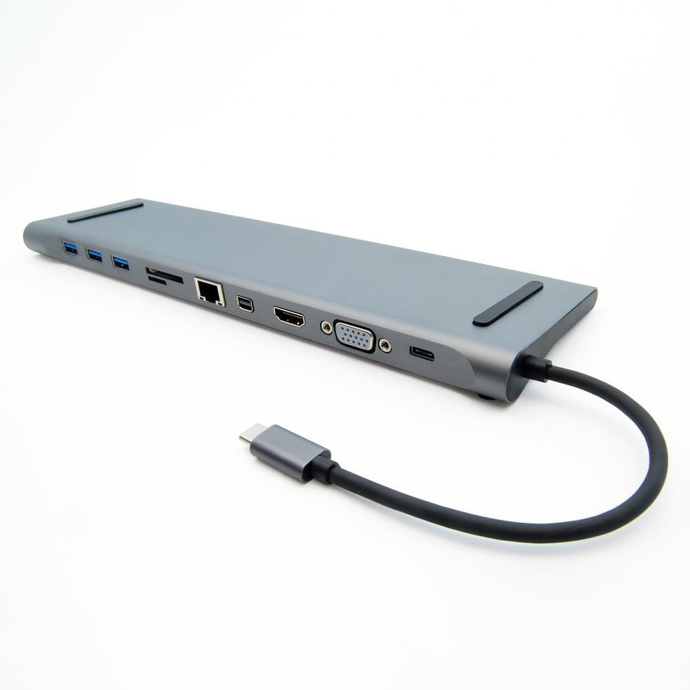 USB 3.1 Type-C to HDMI+Mini DP +VGA+USB 3.0x3+SD card slot+RJ45+audio+Type C Female Docking