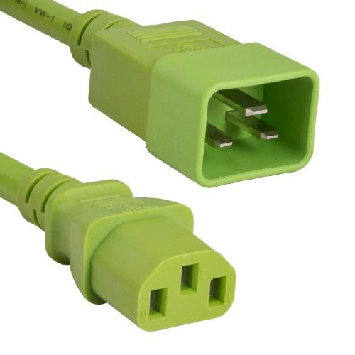 4Ft 14AWG 15A 250V Power Cord (IEC320 C13 to IEC320 C20) Green