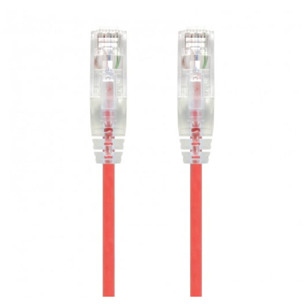 Slim Cat6 Ethernet Patch Cable Booted Red 28AWG