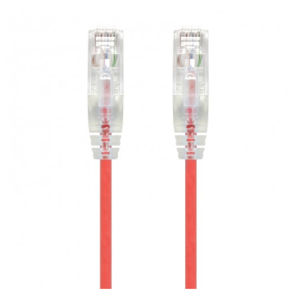 Slim Cat6 Ethernet Patch Cable Booted Red 28AWG