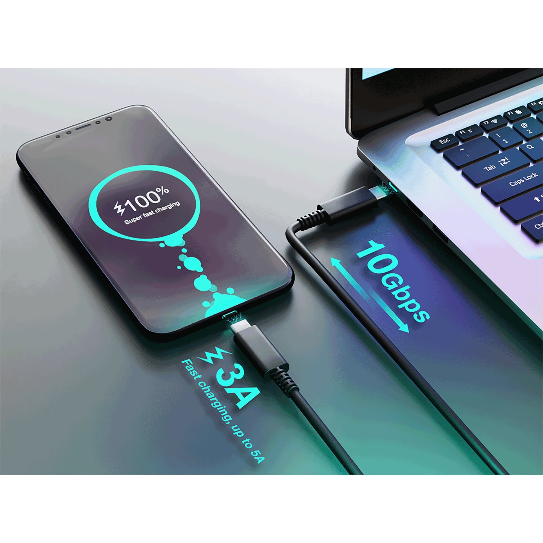 USB Type C Male to Type C Male Cable w/PD Fast Charging