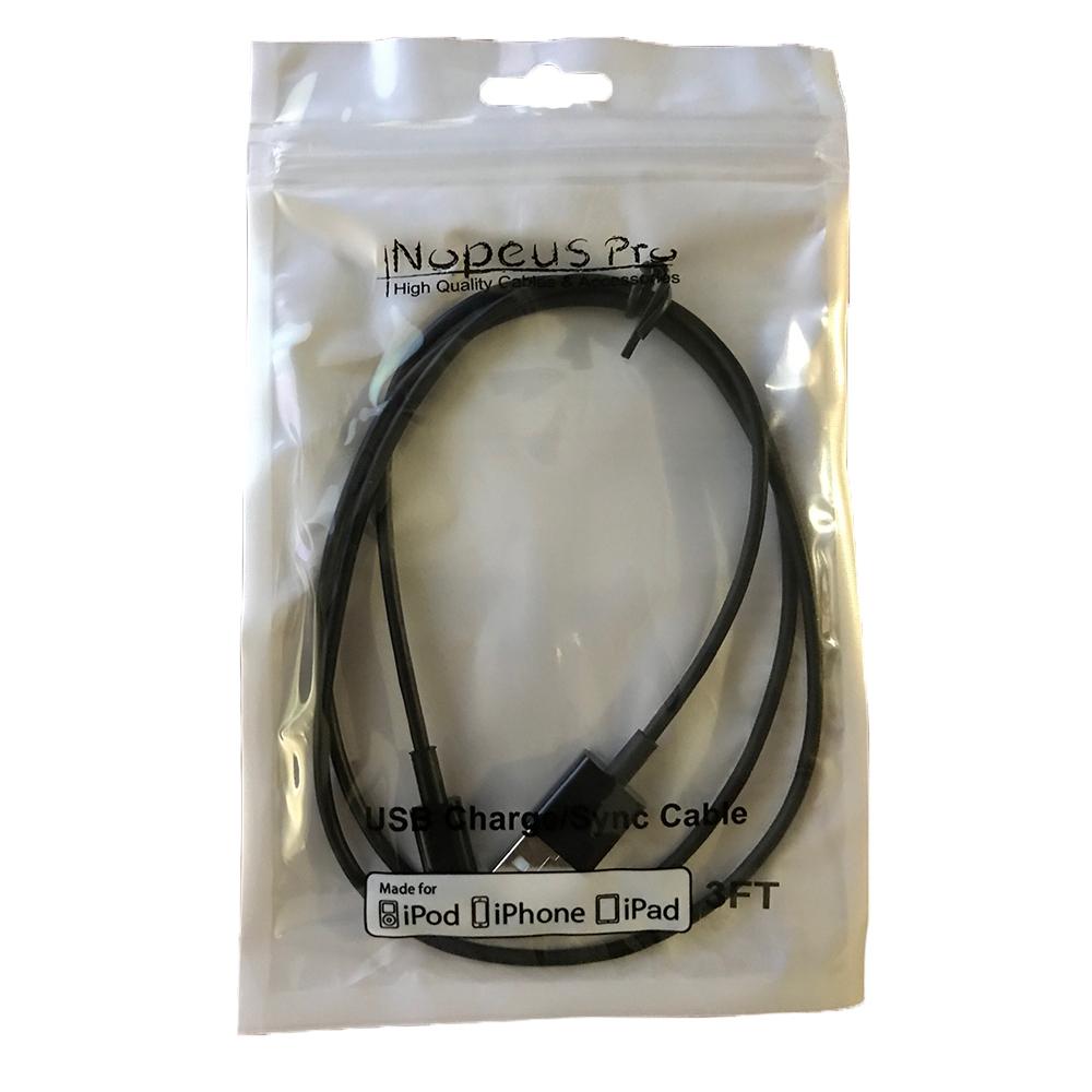 3Ft USB Charge/Sync Lightning Cable Black with MFi Certified