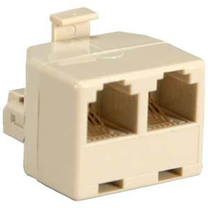 RJ11 1M/2F Modular T Adapter, Ivory Color