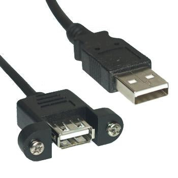 6Ft USB 2.0 A Male to A Female Cable with Panel Mount