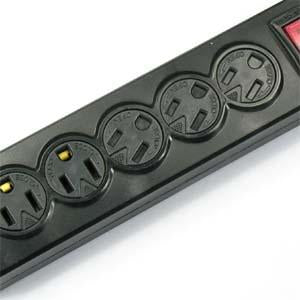 12Ft 6-Outlet Power Strip AC125V 14AWG Black Protection Cap