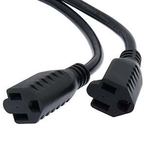 1Ft 2-Outlet Power Cord Splitter NEMA 5-15P to NEMA 5-15R 16AWG/3