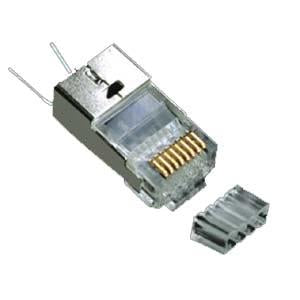 RJ45 Cat.6 Shielded Plug Solid 50Micron 1.5mm dia 3 Prong w/Inserter 100pk