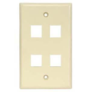 4Port Keystone Wallplate Ivory Smooth Face
