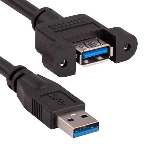 1Ft USB 3.0 Panel-Mount Type A Male to Type A Female Cable
