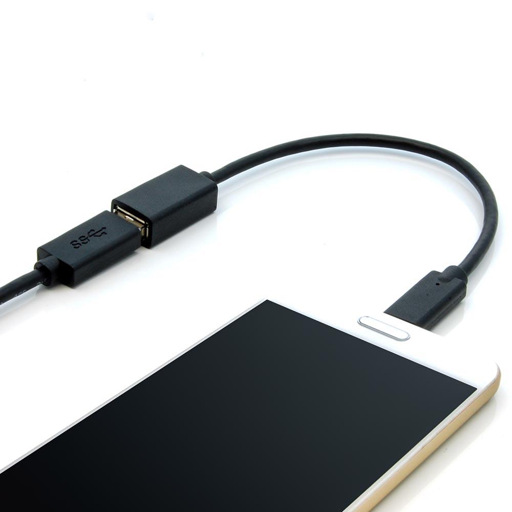 8 Inch USB Type C Male to USB3.0 (G1) A-Female Cable Black
