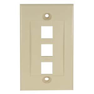 3Port Keystone Wallplate Ivory Decora Type
