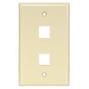 2Port Keystone Wallplate Ivory Smooth Face
