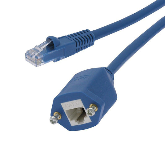 1Ft RJ45 Cat6 Panel-Mount Ethernet Network Extension Patch Cable Blue