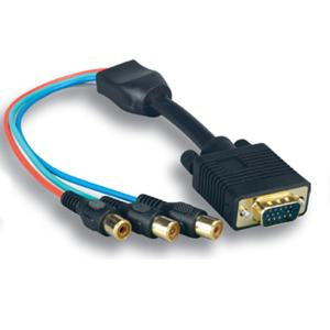 1Ft 3 Mini Coaxial VGA/Video Cable HD15 Male to 3RCA Female