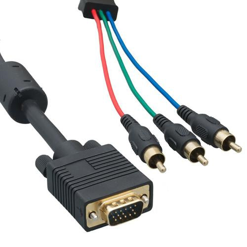 3Ft Super VGA SVGA Monitor Cable HD15 Male to RCA Male w/Ferrite Black