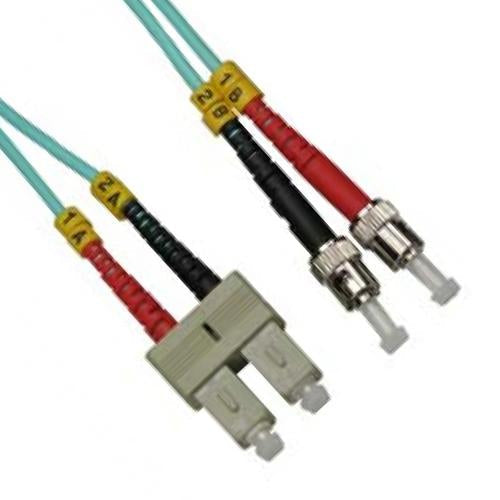 2M SC-ST 10Gb 50/125 OM3 M/M Duplex Fiber Cable Aqua Jacket