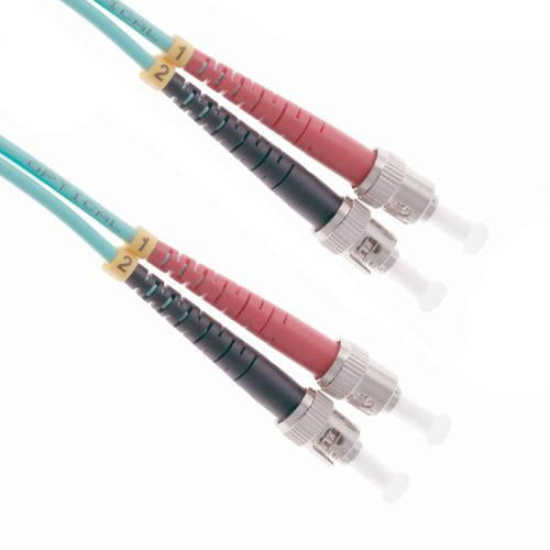 2M ST-ST 10Gb 50/125 OM3 M/M Duplex Fiber Cable Aqua Jacket