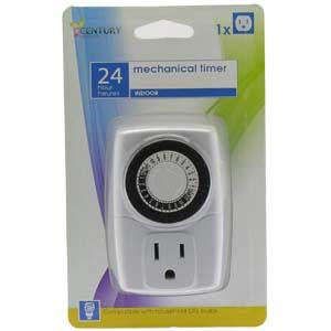 Mini Mechanical Timer 24 Hour Single 3-Prong Outlet ON/OFF Switch