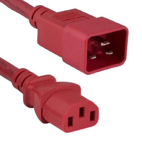 3Ft 14AWG 15A 250V Power Cord (IEC320 C13 to IEC320 C20) Red