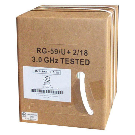500Ft RG59 w/2x18AWG Power White CMP