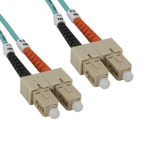 2M SC-SC 10Gb 50/125 OM3 M/M Duplex Fiber Cable Aqua Jacket