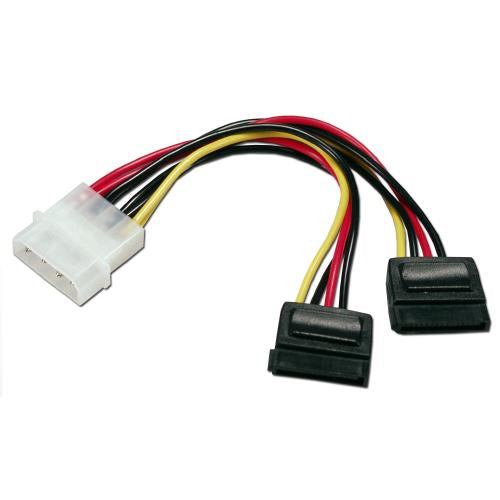 4P Male to 2x SATA 15P "Y" Adapter 8"